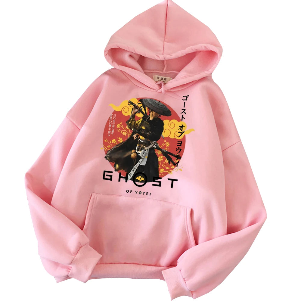 Ghost Of Yotei Pink Hoodie Anime
