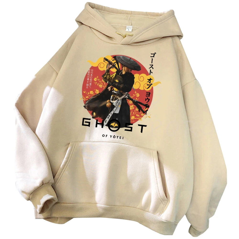 Ghost Of Yotei Beige Hoodie Anime