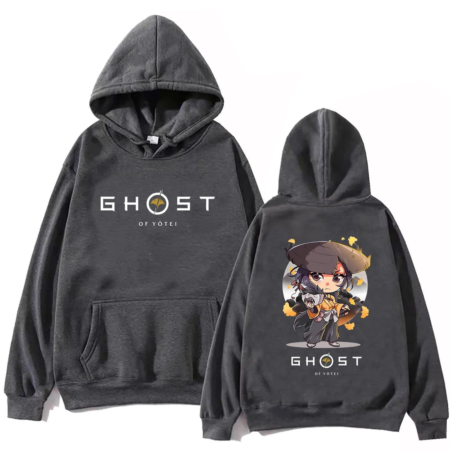 Ghost Of Yotei Kawaii Grey Hoodie