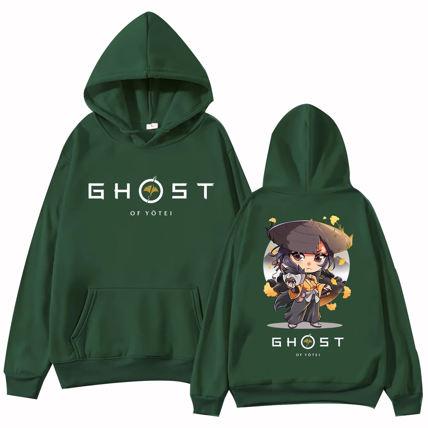 Ghost Of Yotei Kawaii Green Hoodie
