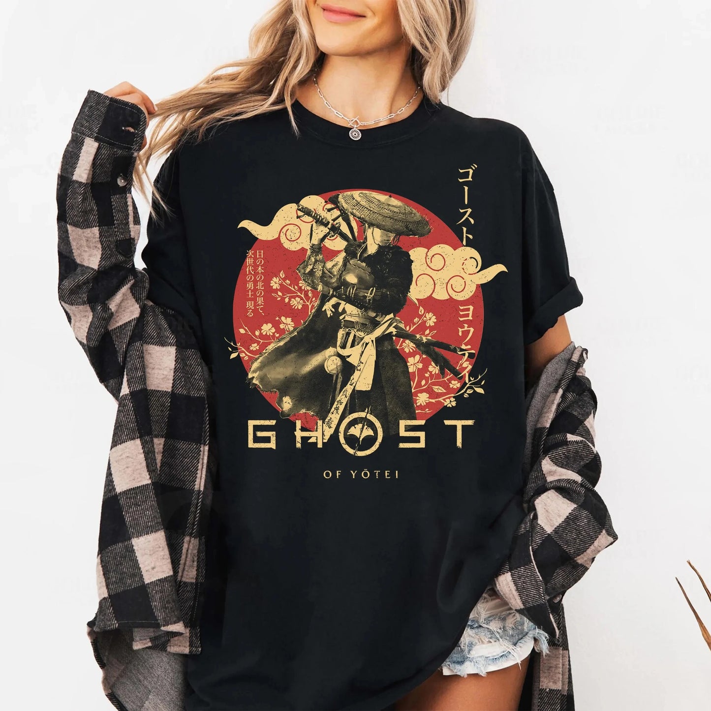 Ghost of Yotei Black T-Shirt Graphic