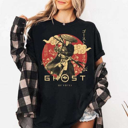 Ghost of Yotei Black T-Shirt Graphic
