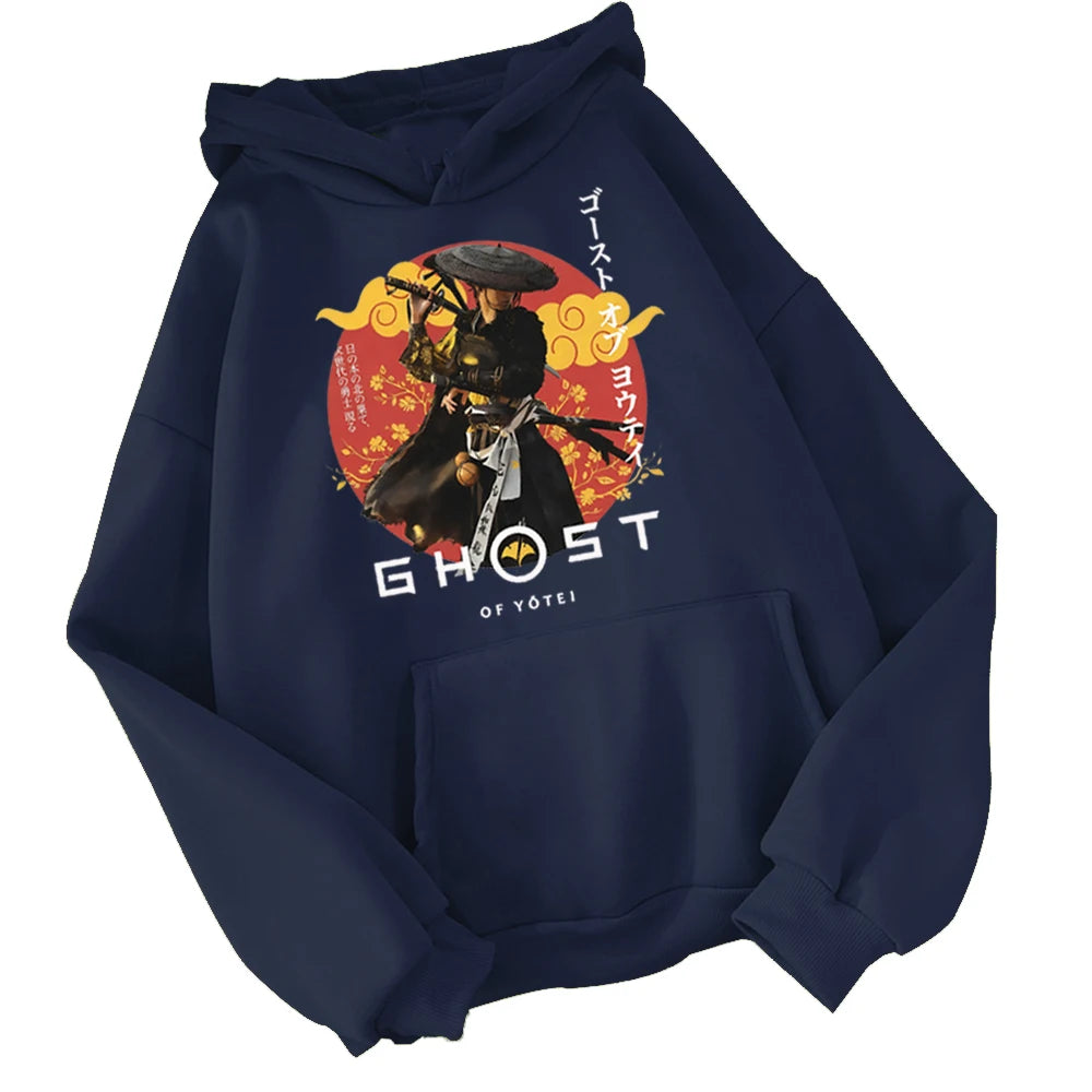 Ghost Of Yotei Blue Hoodie Anime