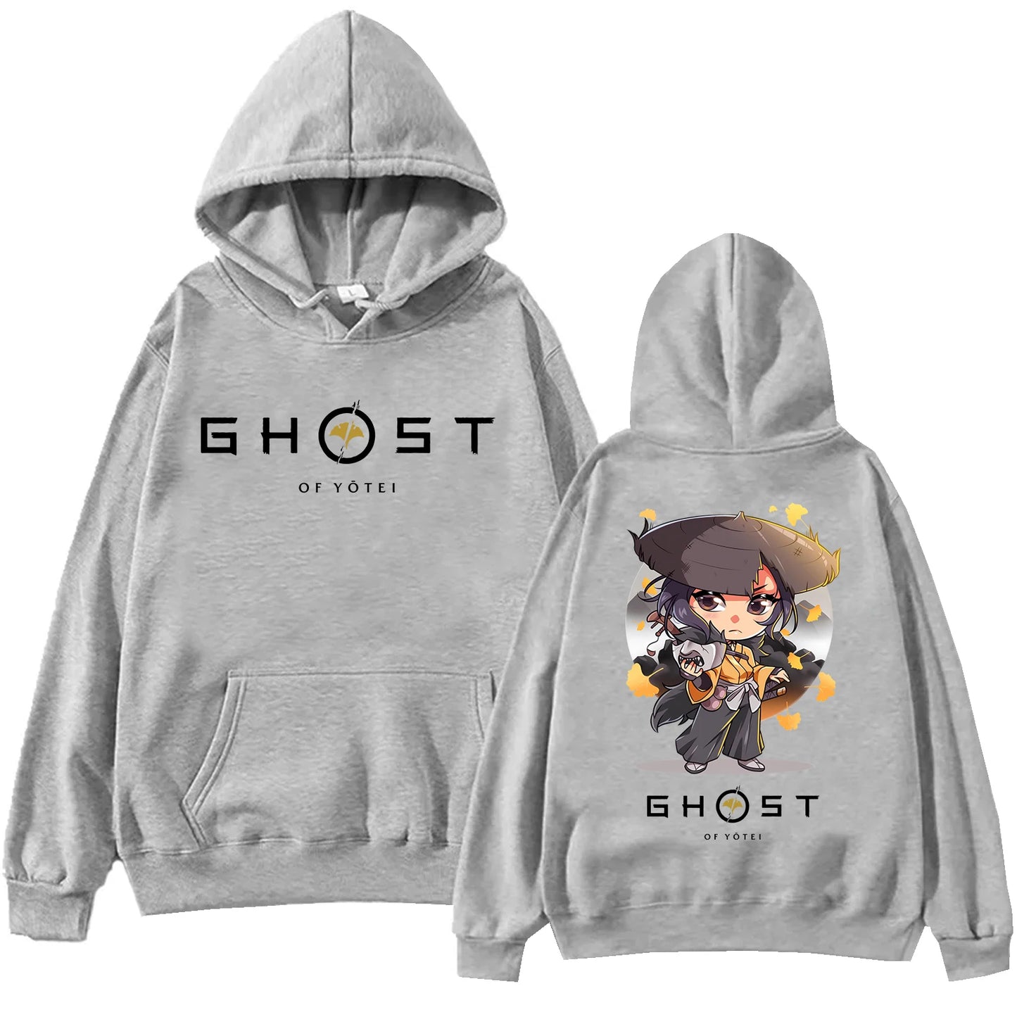 Ghost Of Yotei Kawaii Grey Hoodie
