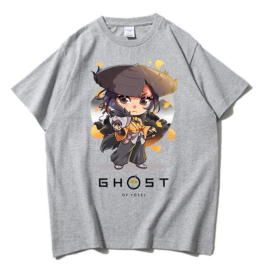 Ghost Of Yotei Kawaii Grey T-Shirt