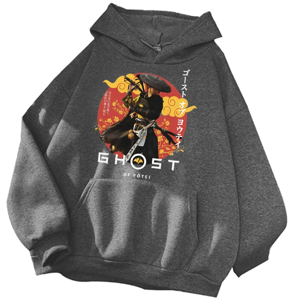 Ghost Of Yotei Grey Hoodie Anime