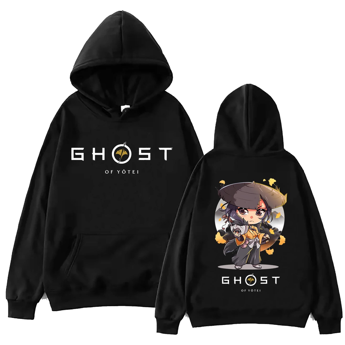 Ghost Of Yotei Kawaii Black Hoodie